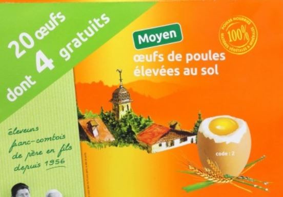 Boîte de 20 oeufs de poules élevées au sol