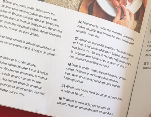 Photo d'une page de livre de cuisine